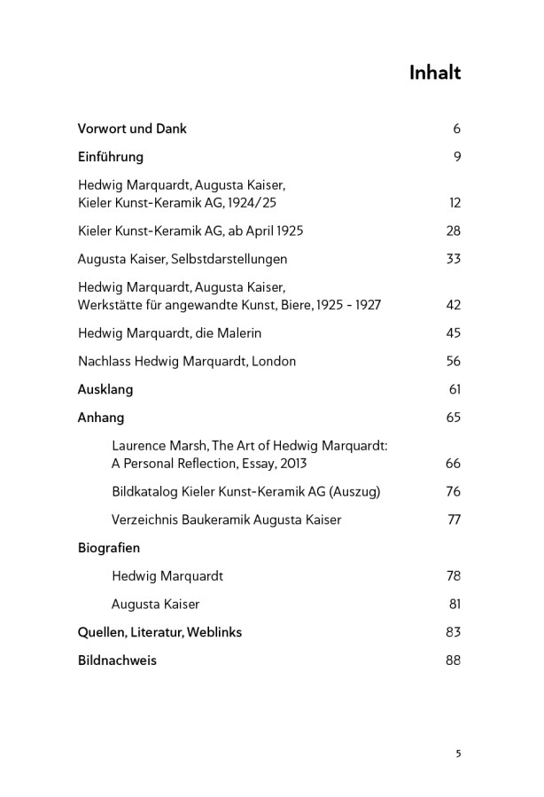 2. H. Marquardt, A. Kaiser, Einblicke in Leben und Kunst, Inhalt